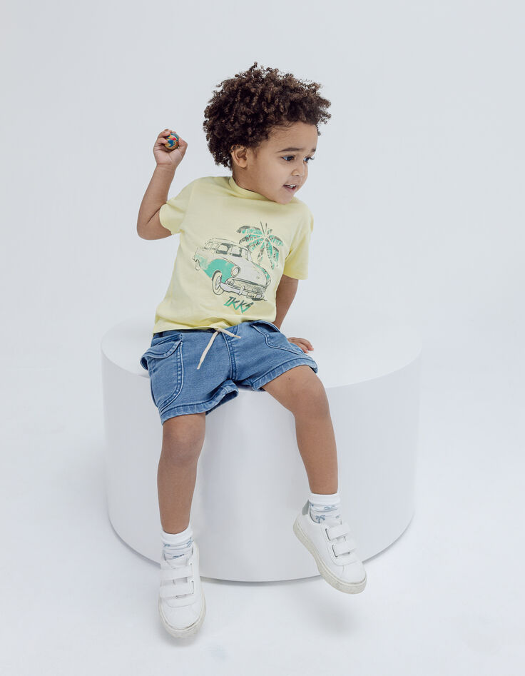 Baby boys’ blue denim CARGO elasticated waist Bermudas-8