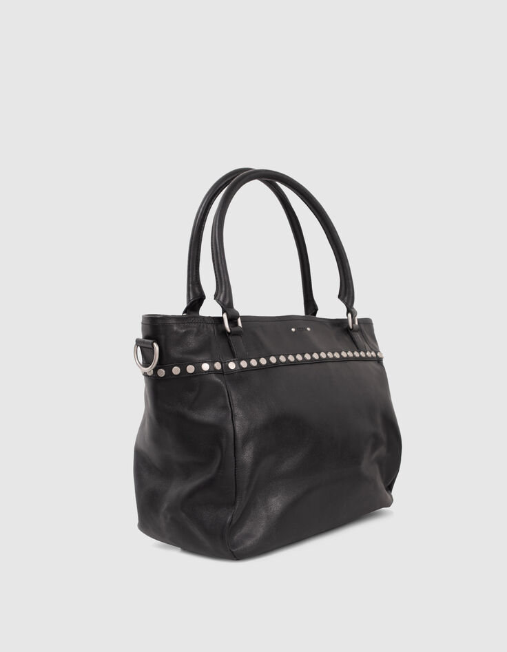 Cabas The Artist Rock en cuir noir clout&eacute; Femme-3