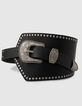 Women’s black leather studded asymmetric belt-3
