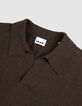 Bruin gebreid poloshirt met lange mouwen voor heren-3
