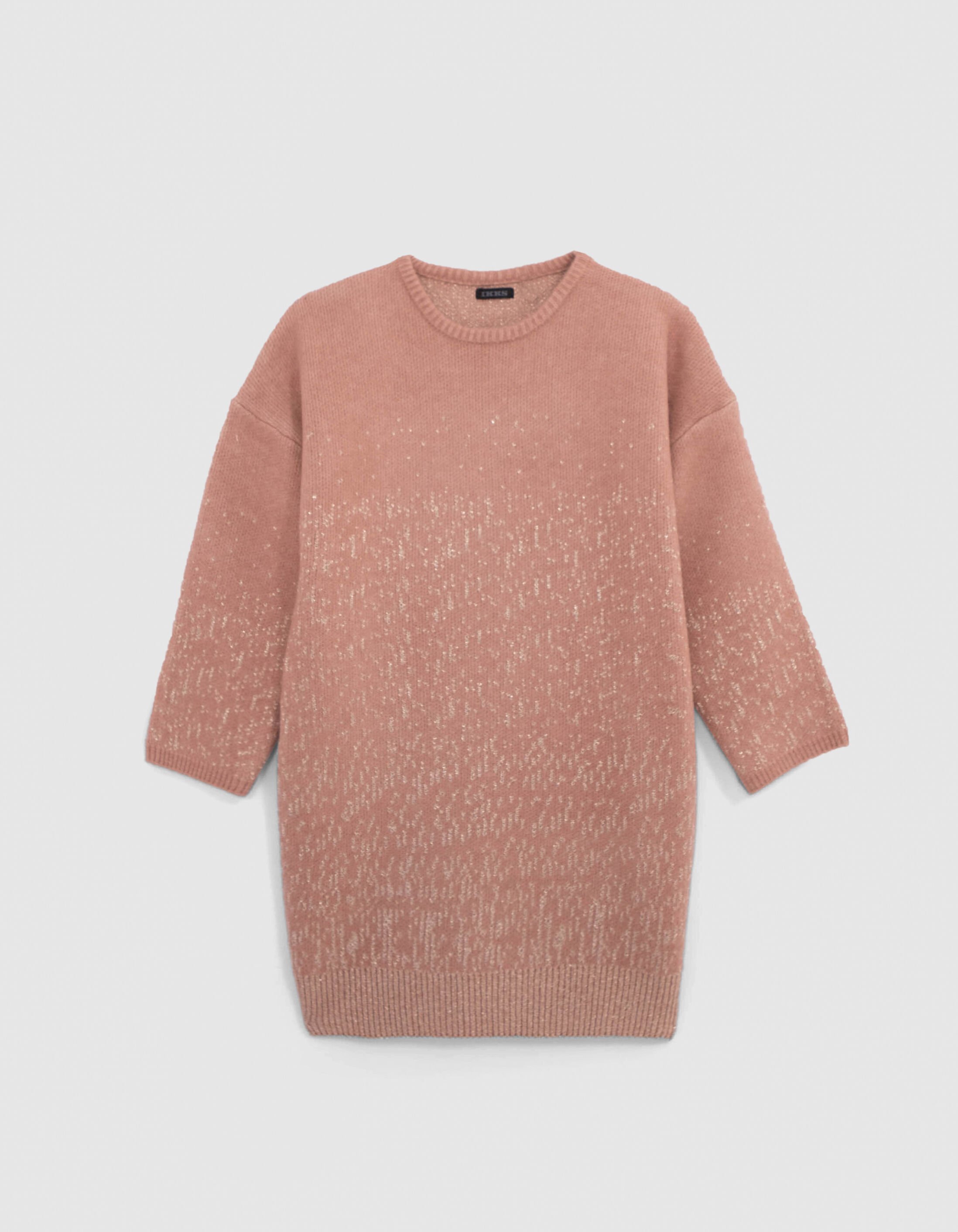 Robe pull rose tricot jacquard lurex fille IKKS