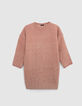 Roze jacquard lurex meisjesjurk-1