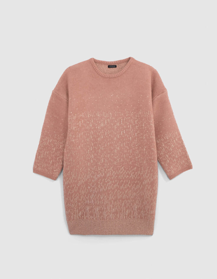 Roze jacquard lurex meisjesjurk-1