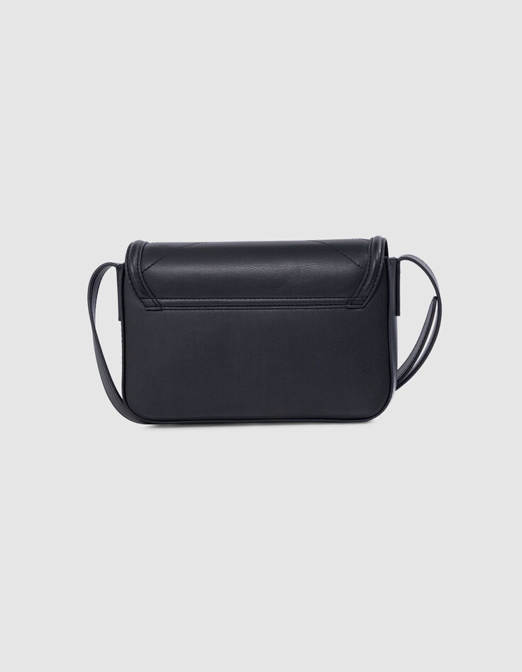 Sac à main noir rigide décor clous fille-5