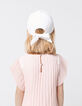 White cap with tone-on-tone embroidery for girl-4
