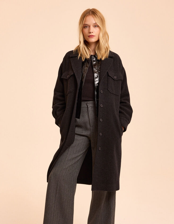 Manteau long gris esprit surchemise I.Code-3