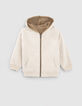 C&aacute;rdigan reversible crudo Sherpa y moka felpa ni&ntilde;o-2