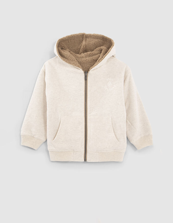 Jungen-Wendejacke, creme / mokka, Sherpa- und Moltongewebe-2
