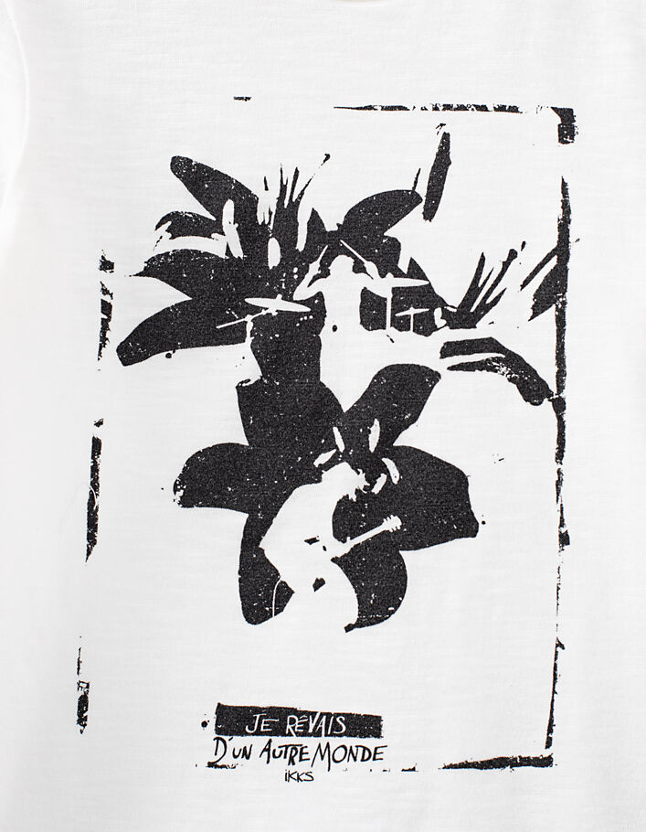 Cremeweißes Jungen-T-Shirt mit Trompe-l'oeil-Motiv  - IKKS