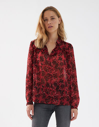 Voile damesblouse met schetsprint en volants - IKKS