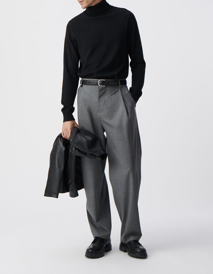 Men&rsquo;s black knit roll-neck sweater-2