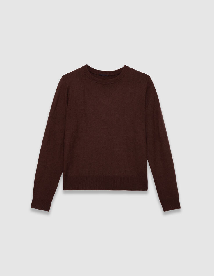 Pull en laine marron tricot fantaisie Femme-5