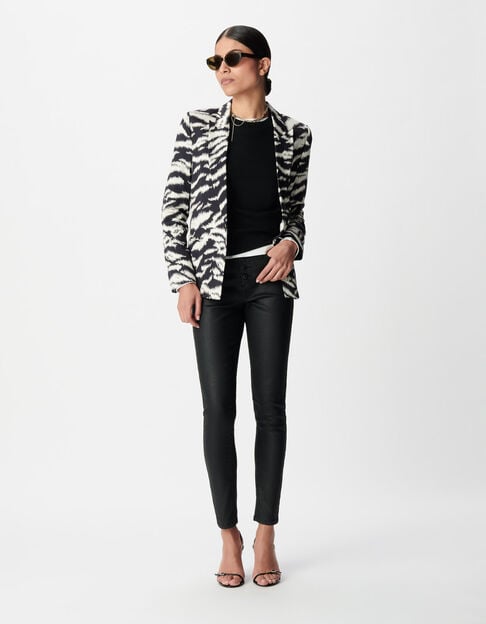 Chaqueta de traje negra con estampado de cebra para Mujer - IKKS