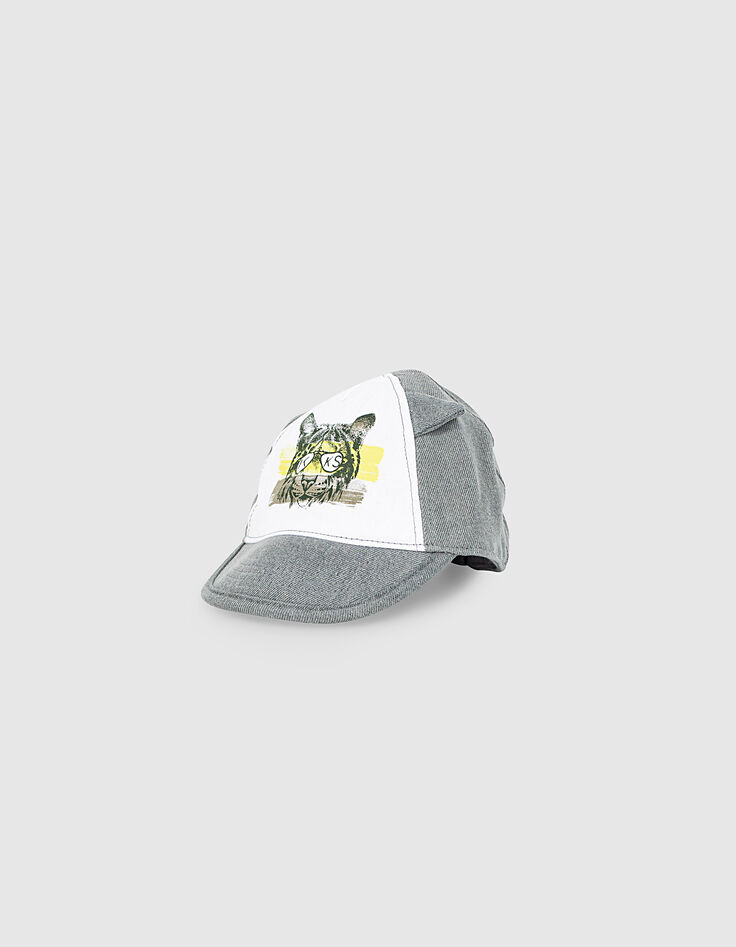 Casquette light grey à visuel lynx bébé garçon -1