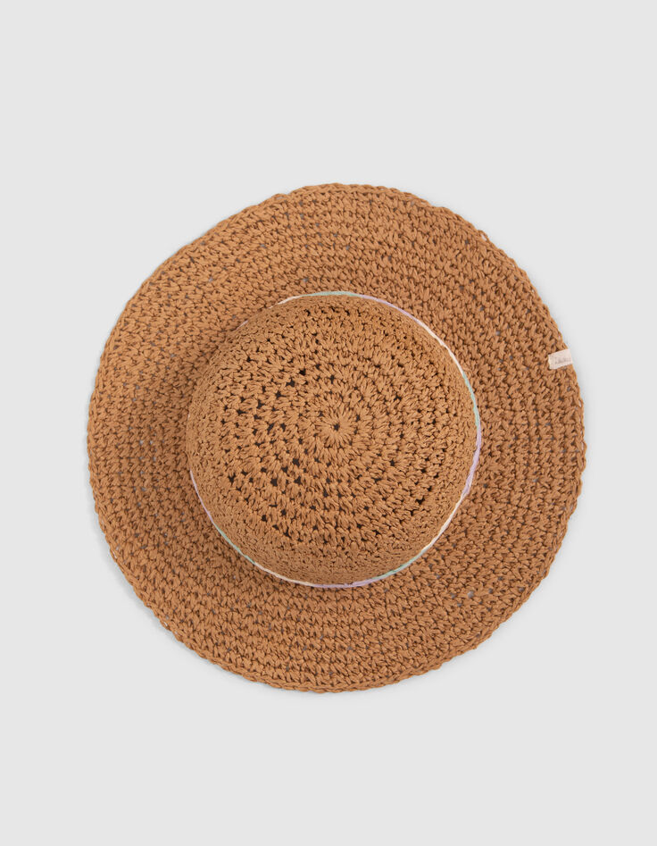 Sombrero beige con trenza pastel niña-3