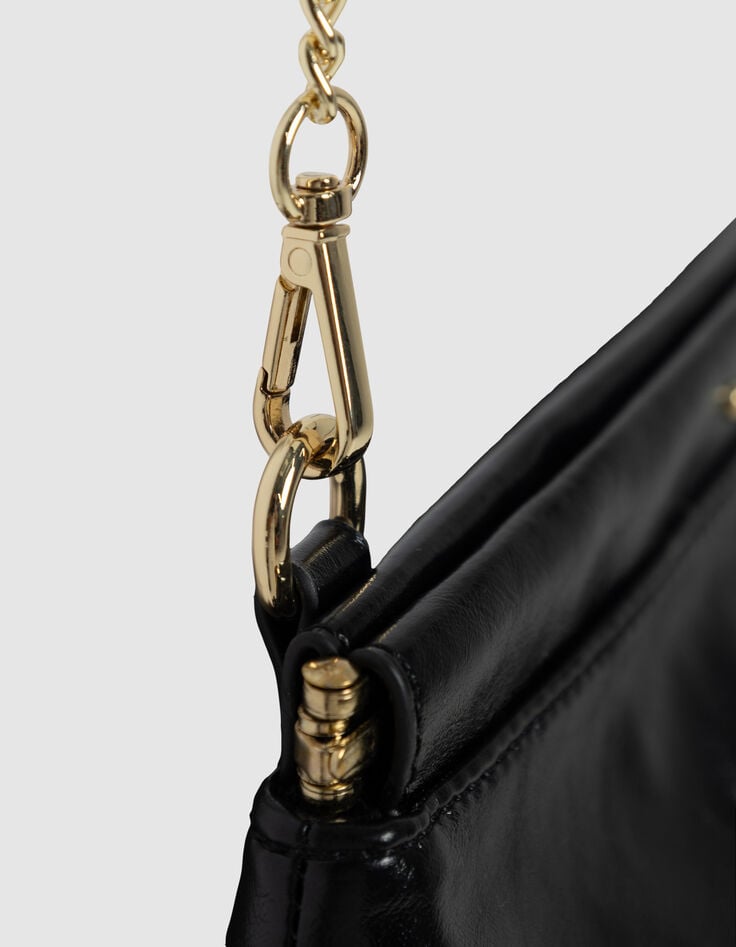 Schwarze Damen-Clutch Glacéleder Fransen-6