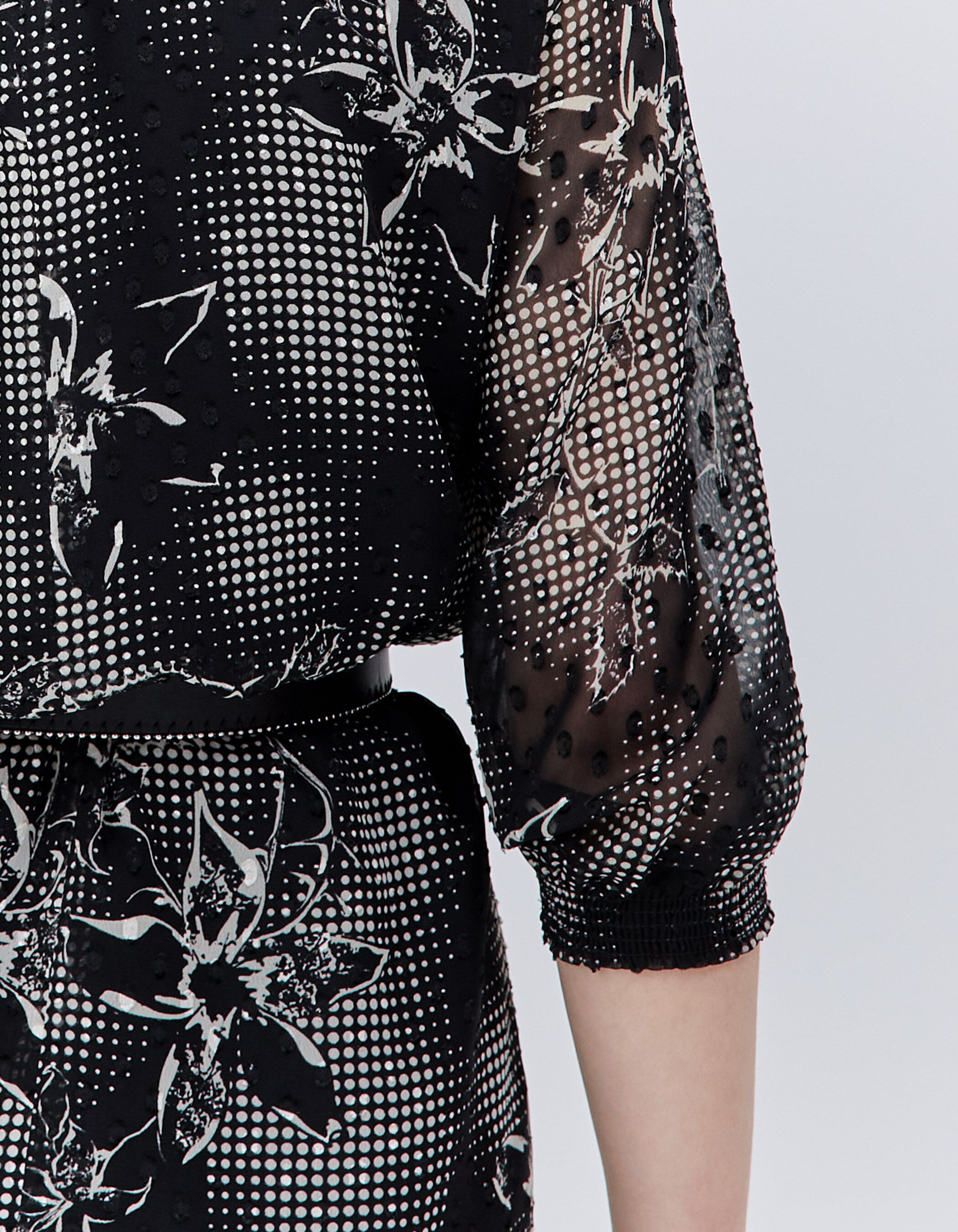 Robe noire imprim dandy flower cru Femme