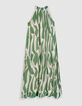 Robe longue verte imprim&eacute; graphique Femme-6