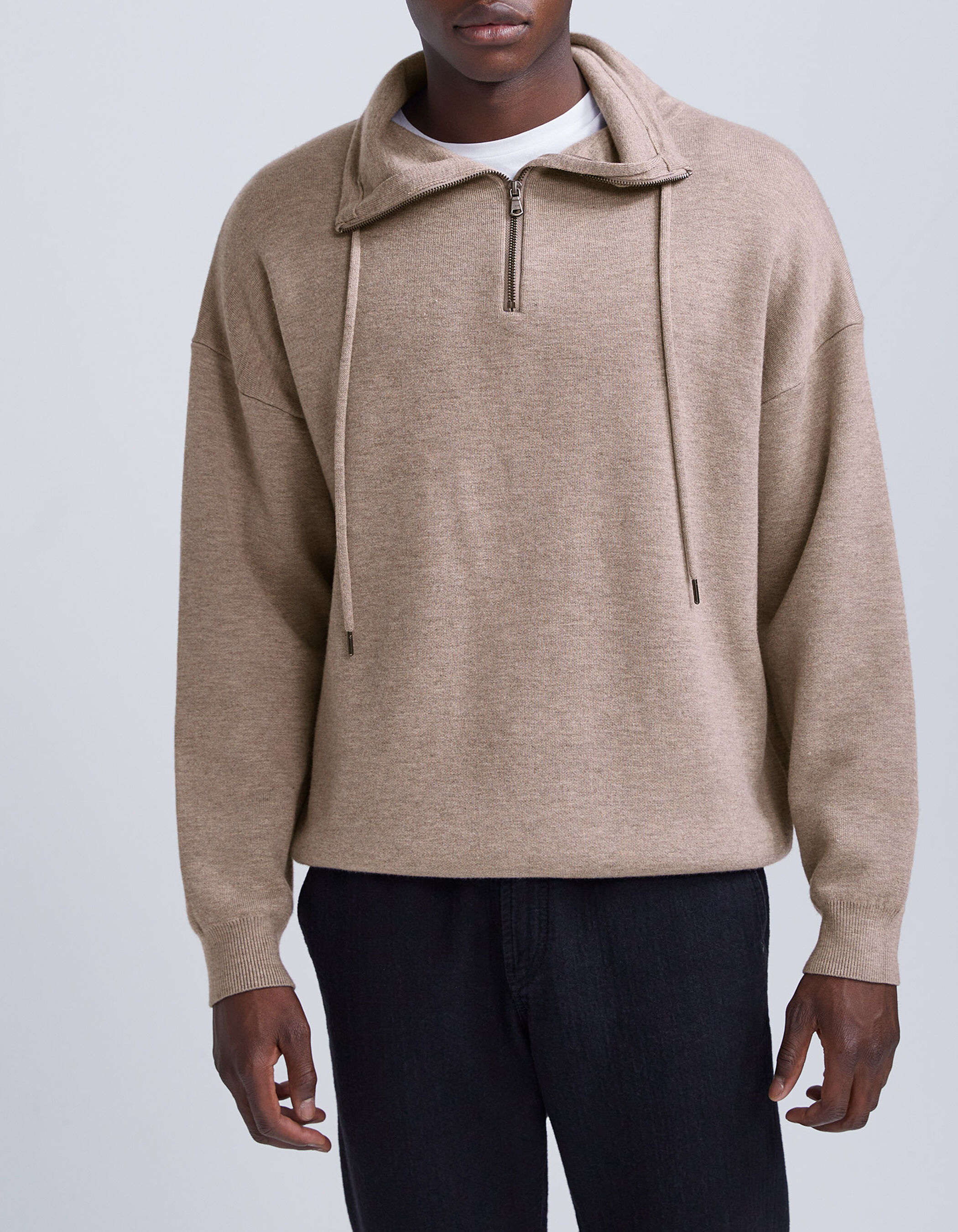 Men s mink knit zip neck sweater