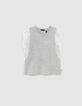 Grijs T-shirt kanten volants mouwinzetten meisjes-1