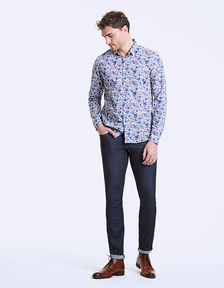 Slim fit Liberty-overhemd shadow met bloemen-6