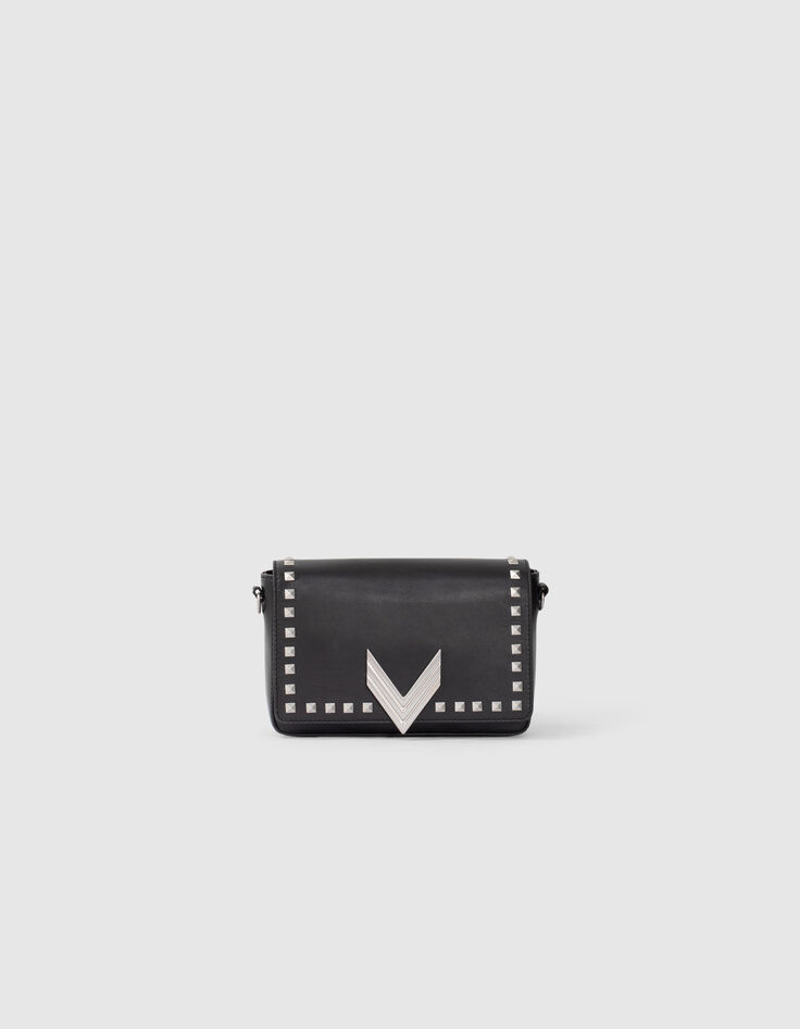 Sac Da Rook Le sac 111 en cuir de vachette noir glacé rock femme IKKS