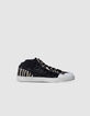 Baskets noires micro sequins et cuir motif zèbre Femme-1