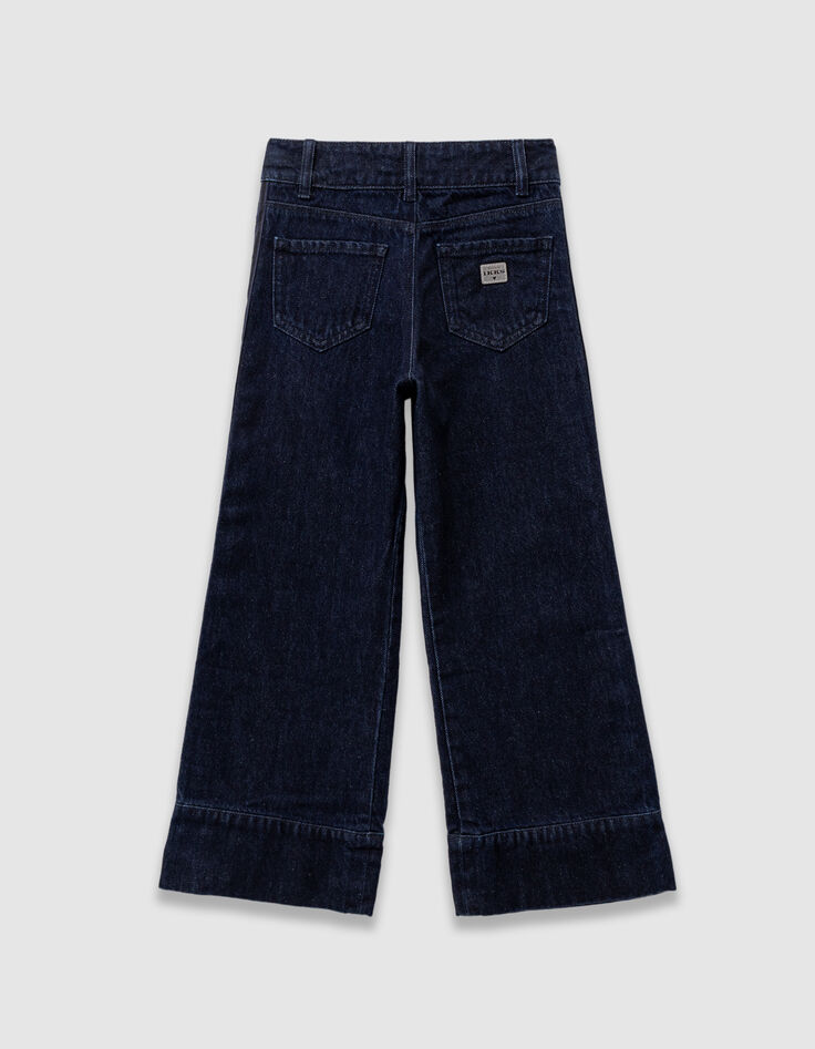 Jean large bleu larges bandes côtés fille-3