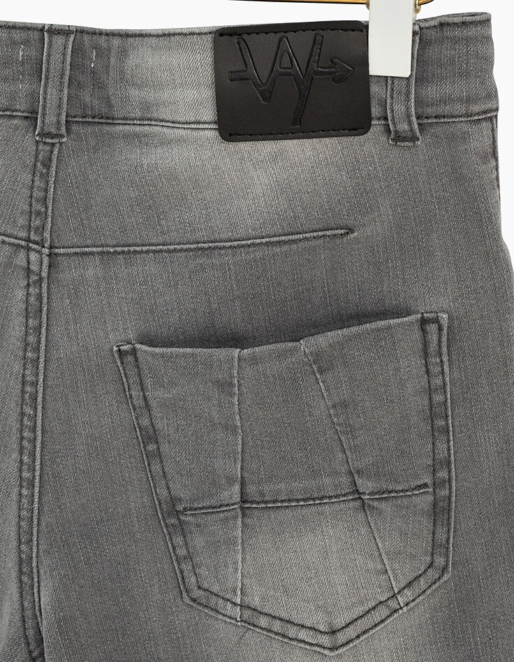Bermuda en jean grey bleach avec cordons garçon-5 Bermuda en jean grey bleach avec cordons garçon-5