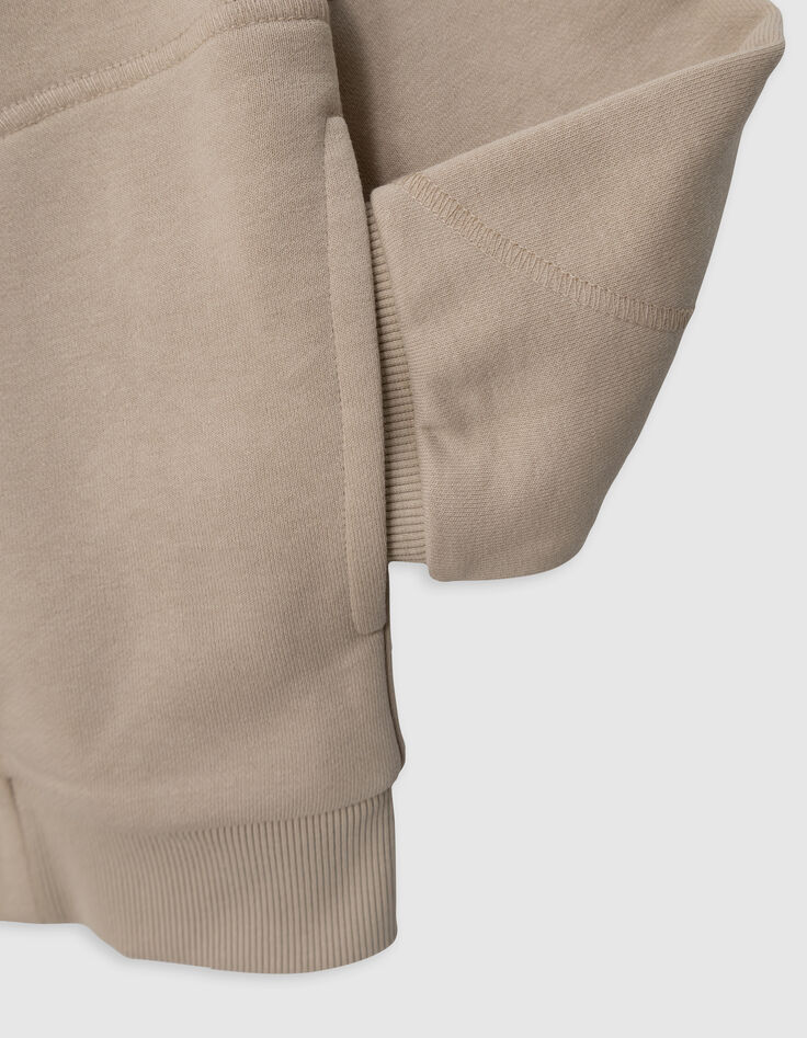Cardigan beige à capuche zip bicolore garçon-5