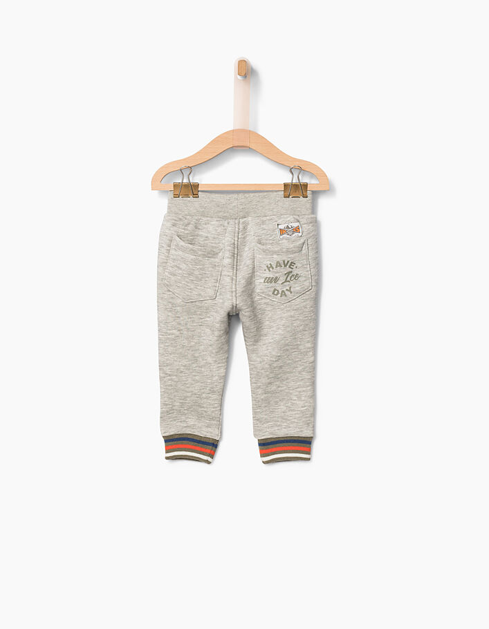 Pantalon molleton gris à bords-côtes bébé garçon - IKKS
