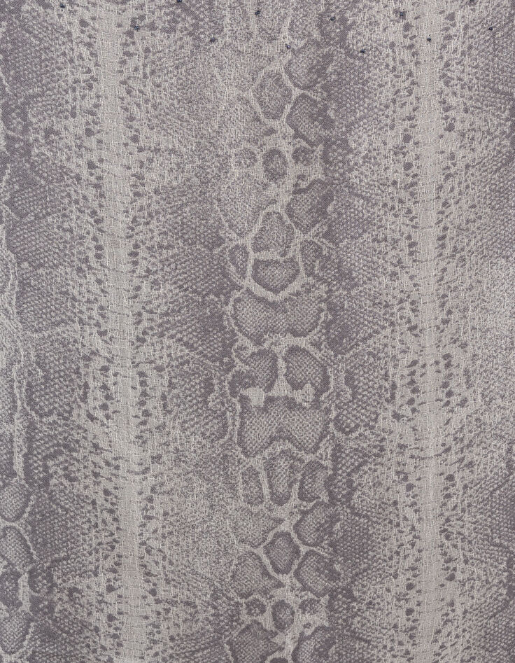 Gray jacquard scarf with python and pearl pattern Women-3