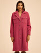 Manteau long rose motif rayures I.Code-3
