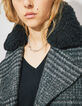 Women’s grey check coat with black faux fur collar-5