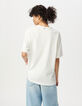 Camiseta cuello redondo blanca flores mensaje-3