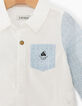 Camisa blanco óptico con mangas de rayas bebé niño -4