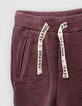 Baby boys’ ecru T-shirt and purple joggers outfit-5