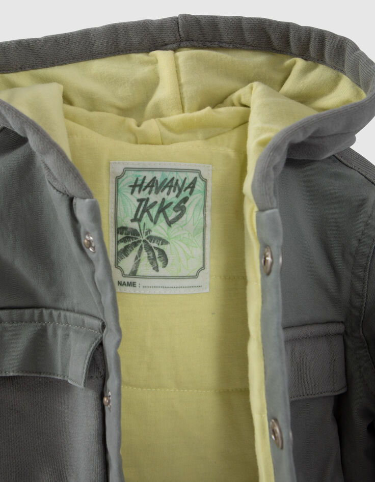 Kaki parka twee materialen babyjongens-5
