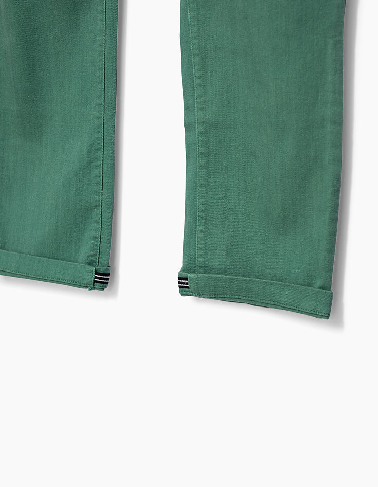 Smaragdgroene chinobroek met gestreepte biezen -4