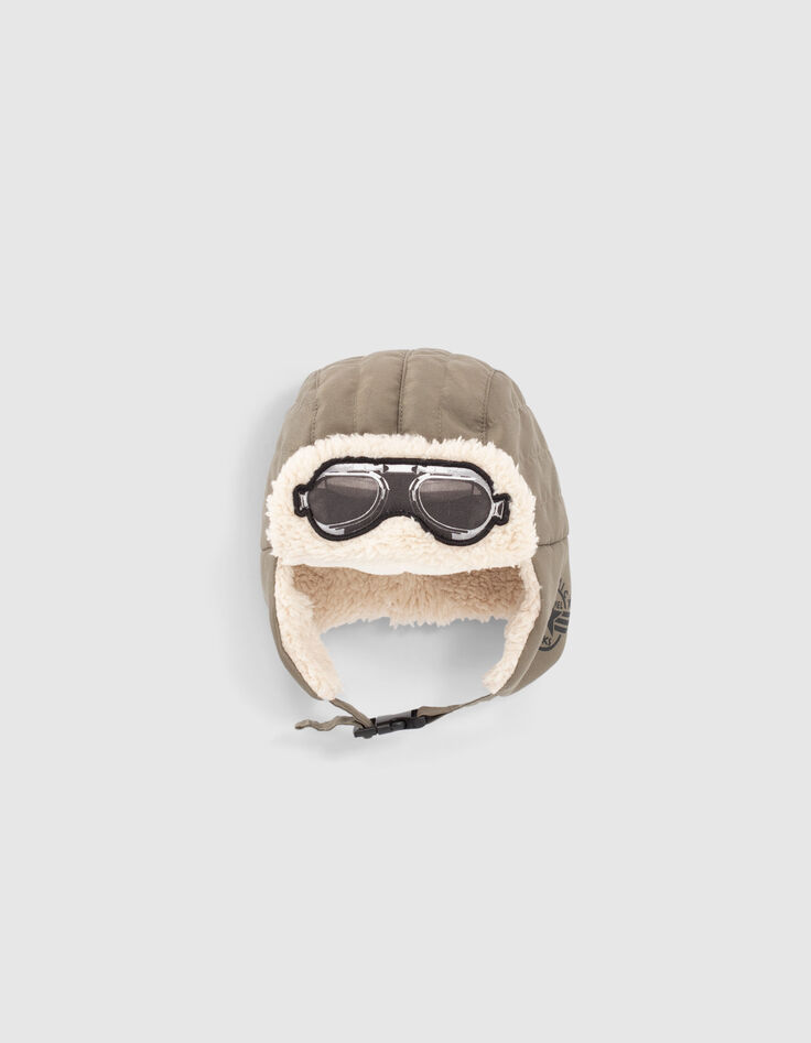 Chapka kaki fourrée avec visuel lunettes bébé garçon-1