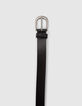 Ceinture en cuir noir à clous et têtes de mort Femme -5