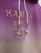Sweat à capuche violet effet deep dye à message fille-7