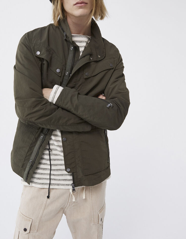 Veste saharienne kaki en nylon Homme-2