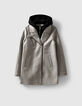 Girls' mid-grey marl coat with hooded facing-1