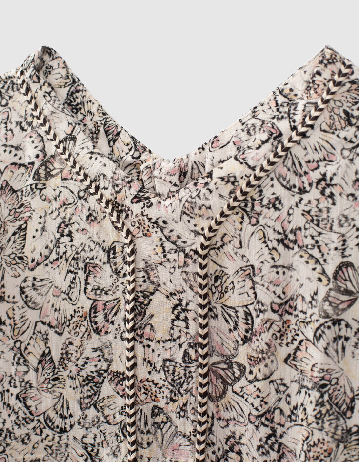 Robe longue écrue Ecovero® à imprimé papillons fille-2