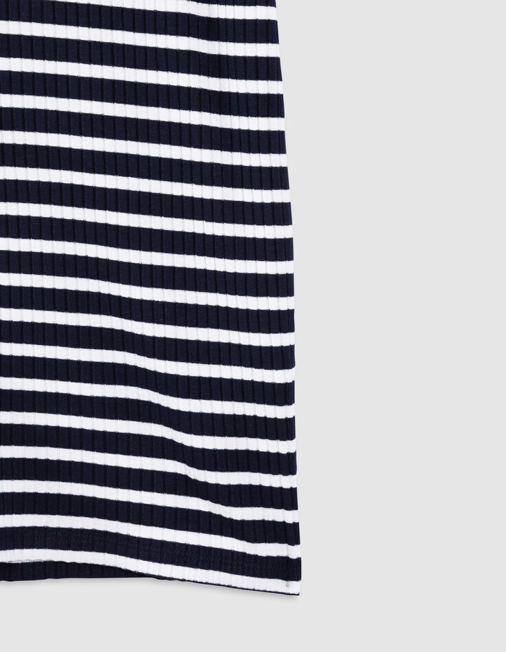 Tee-shirt marine rayures &eacute;crues c&ocirc;tel&eacute;-3