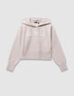 Girls’ beige knit hoodie with slogans-3