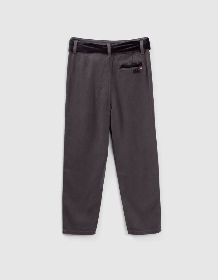 Girls’ grey flowing LYOCELL® trousers, velvet waistband-5