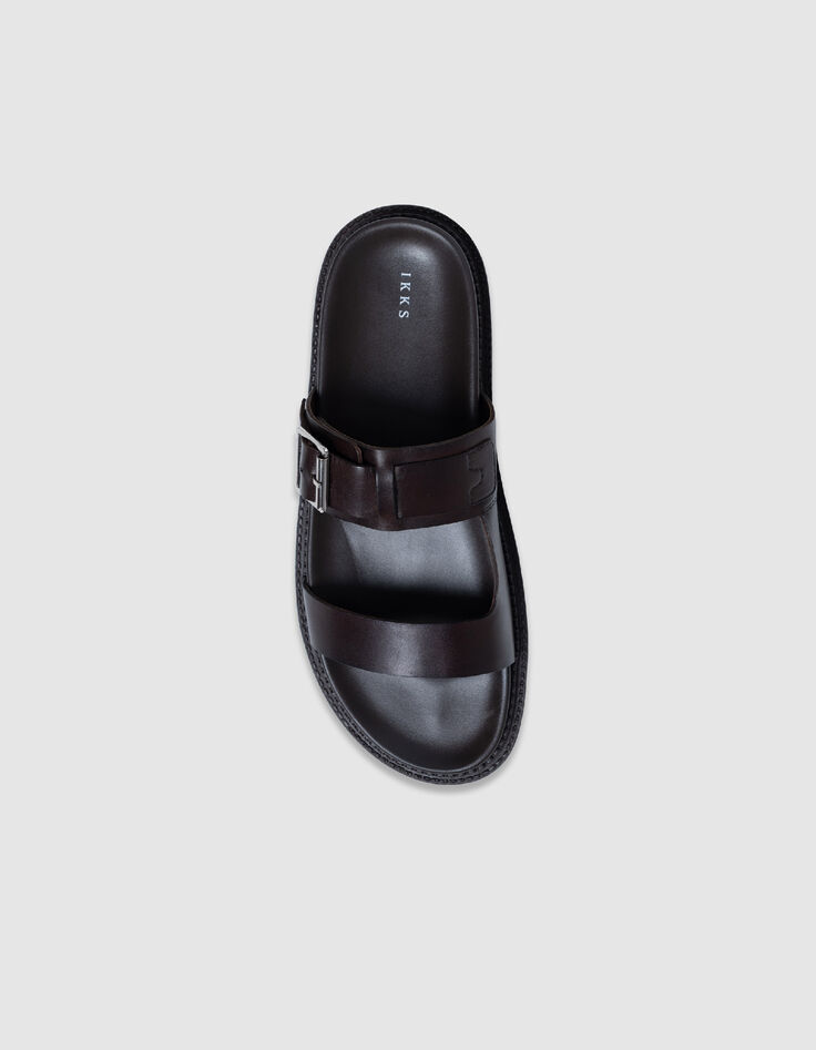 Beige leather double strap mules Men-5