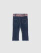 Blaue Jeans mit Beinfransen und Schalgürtel für Baby Girls-4